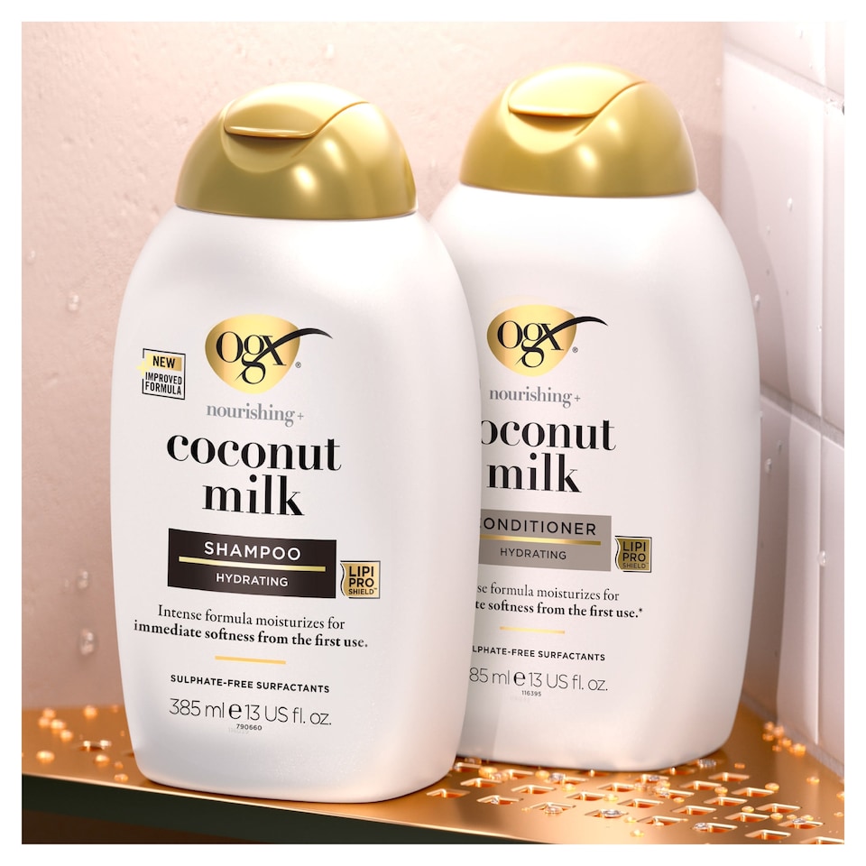 image 1 of OGX Coconut Milk Shampoo for Dry and Damaged Hair 385ml