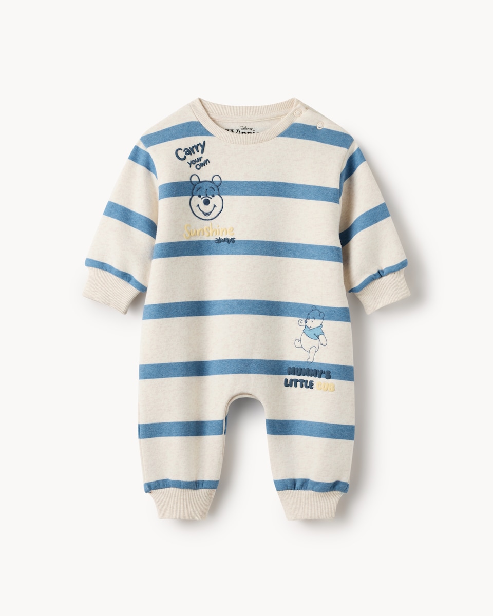 image 1 of Disney Winnie the Pooh Cotton Blend Striped Romper in White