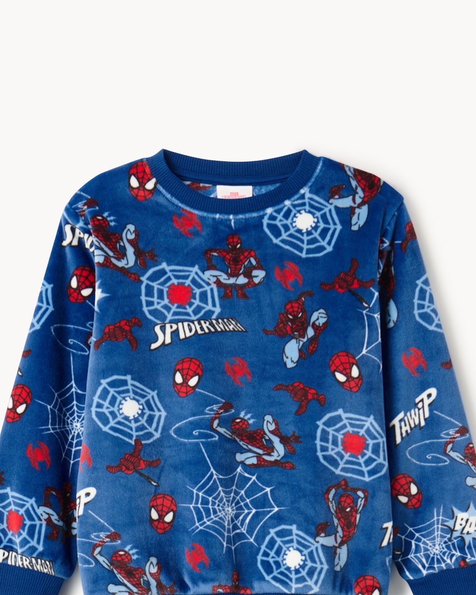 image 1 of Marvel Spider-Man Minky Fleece Pyjama Set in Blue