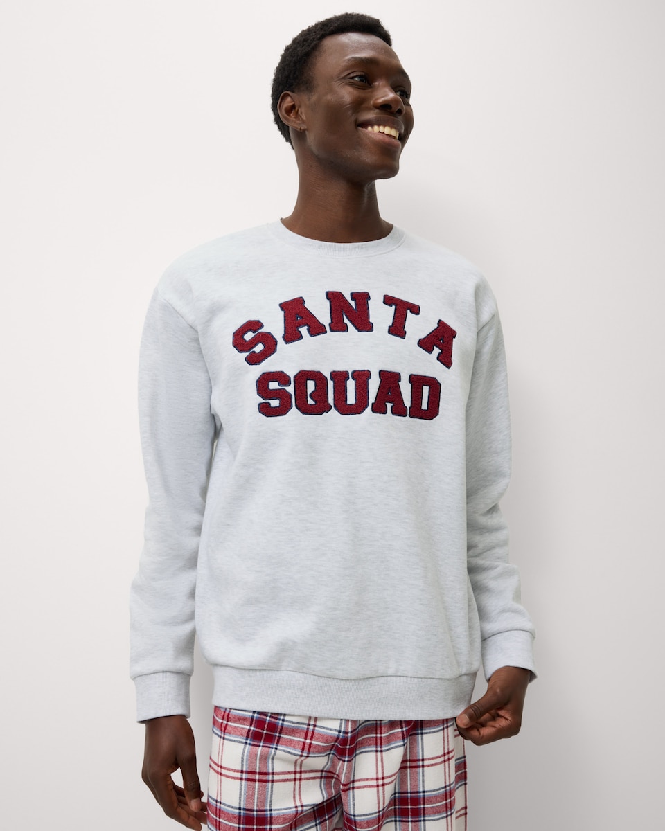 image 1 of Christmas Cotton Rich Santa Squad Matching Family Pyjamas in Grey Marl