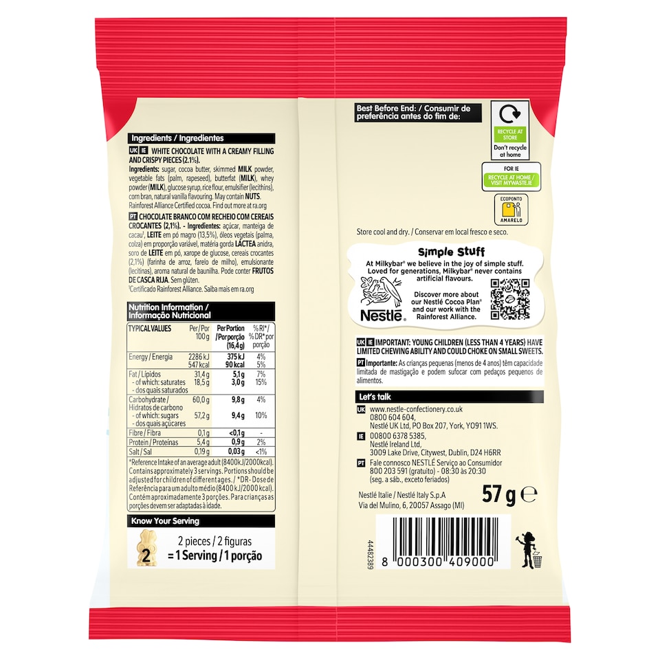 image 1 of Milkybar White Chocolate Festive Friends Bag 57G