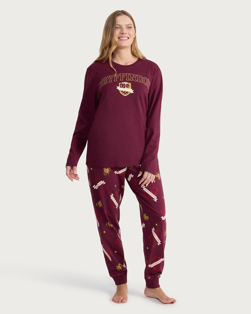 image 1 of Harry Potter Gryffindor Matching Family Christmas Pyjamas in Burgundy