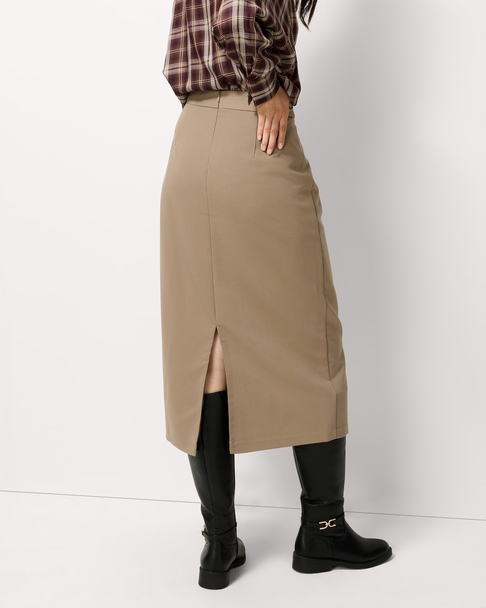 image 1 of F&F Tailored Midi Pencil Skirt in Tan