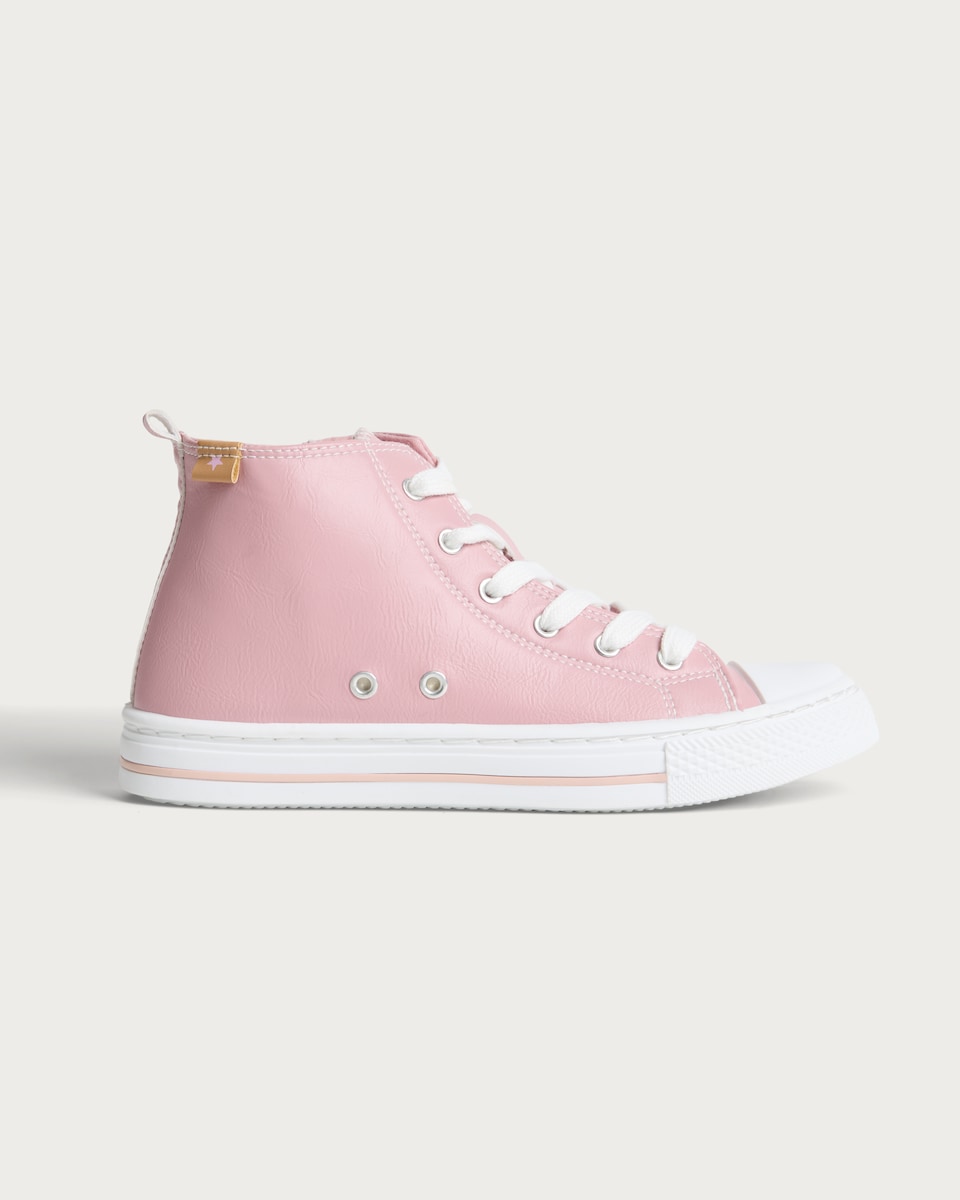 image 1 of F&F Girls High Top Lace Up Trainers in Pink