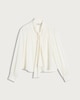 image 4 of F&F Crepe Tie Neck Pleated Blouse in Cream