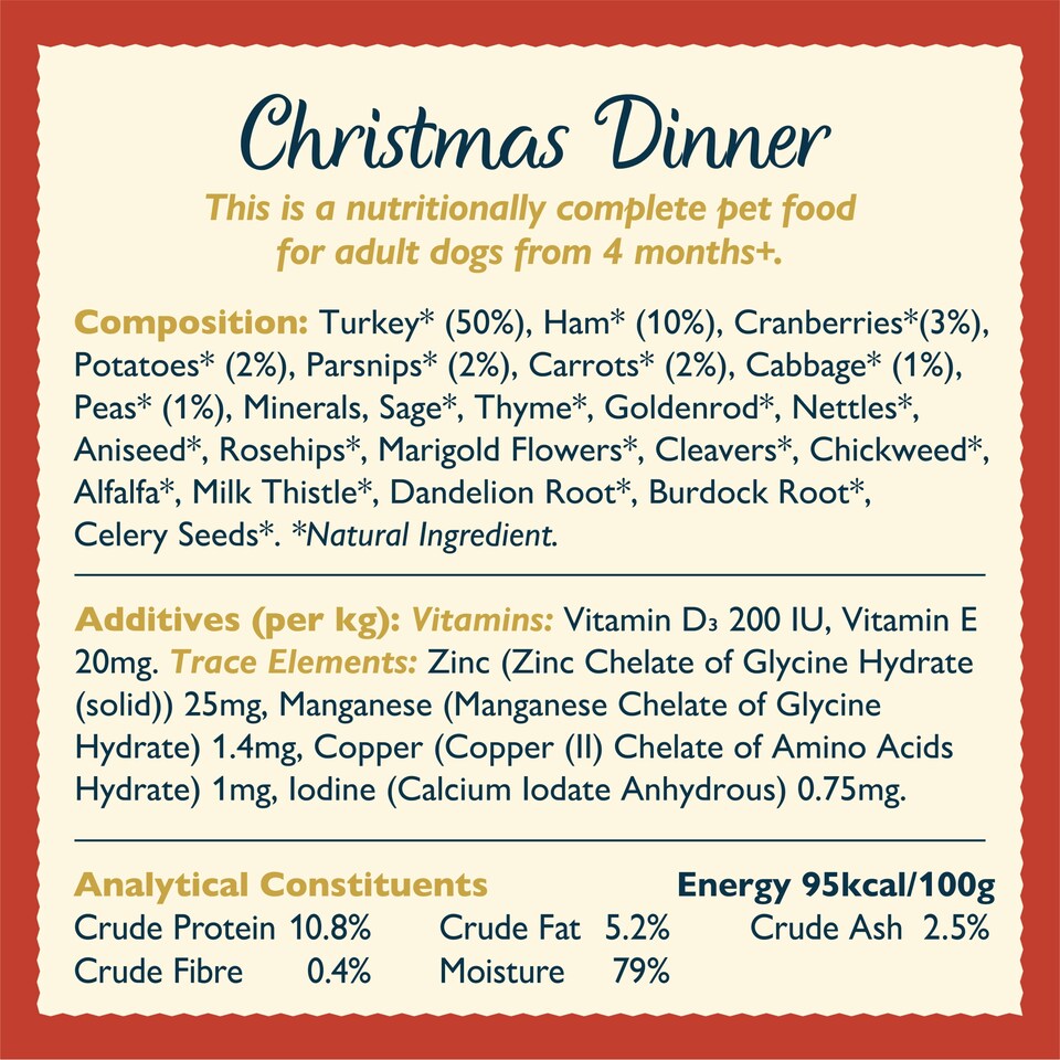image 1 of Lily's Kitchen Christmas Dinner Turkey with Ham & All the Trimmings Dog Food 400g