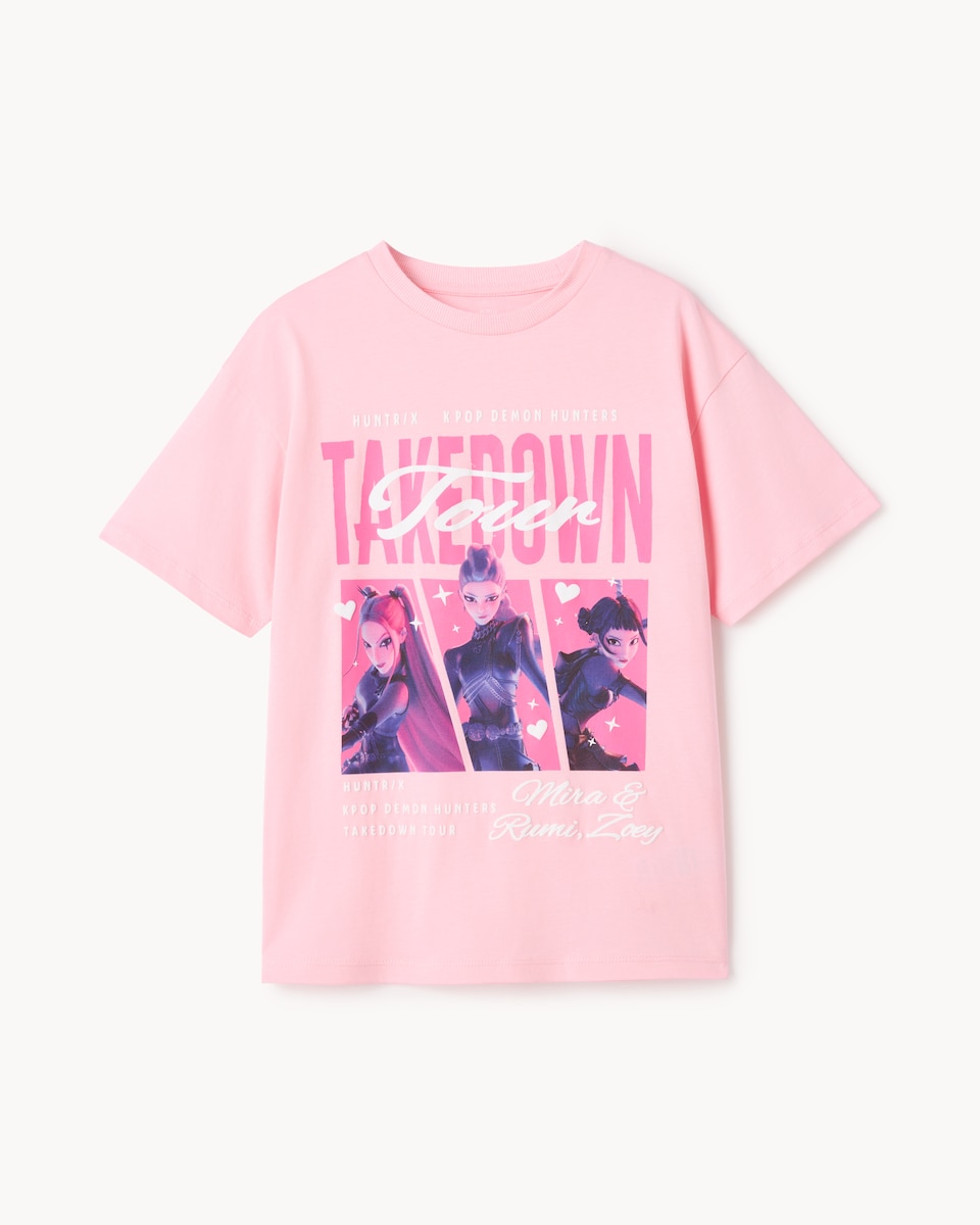 image 1 of K-Pop Demon Hunters Pure Cotton T-Shirt in Pink