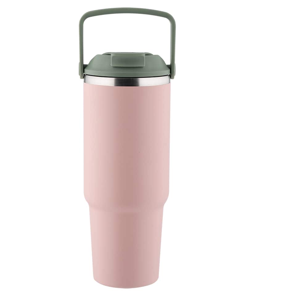 Tesco Pink/Green Dual Adventure Water Bottle Cup with Top Handle 880ML