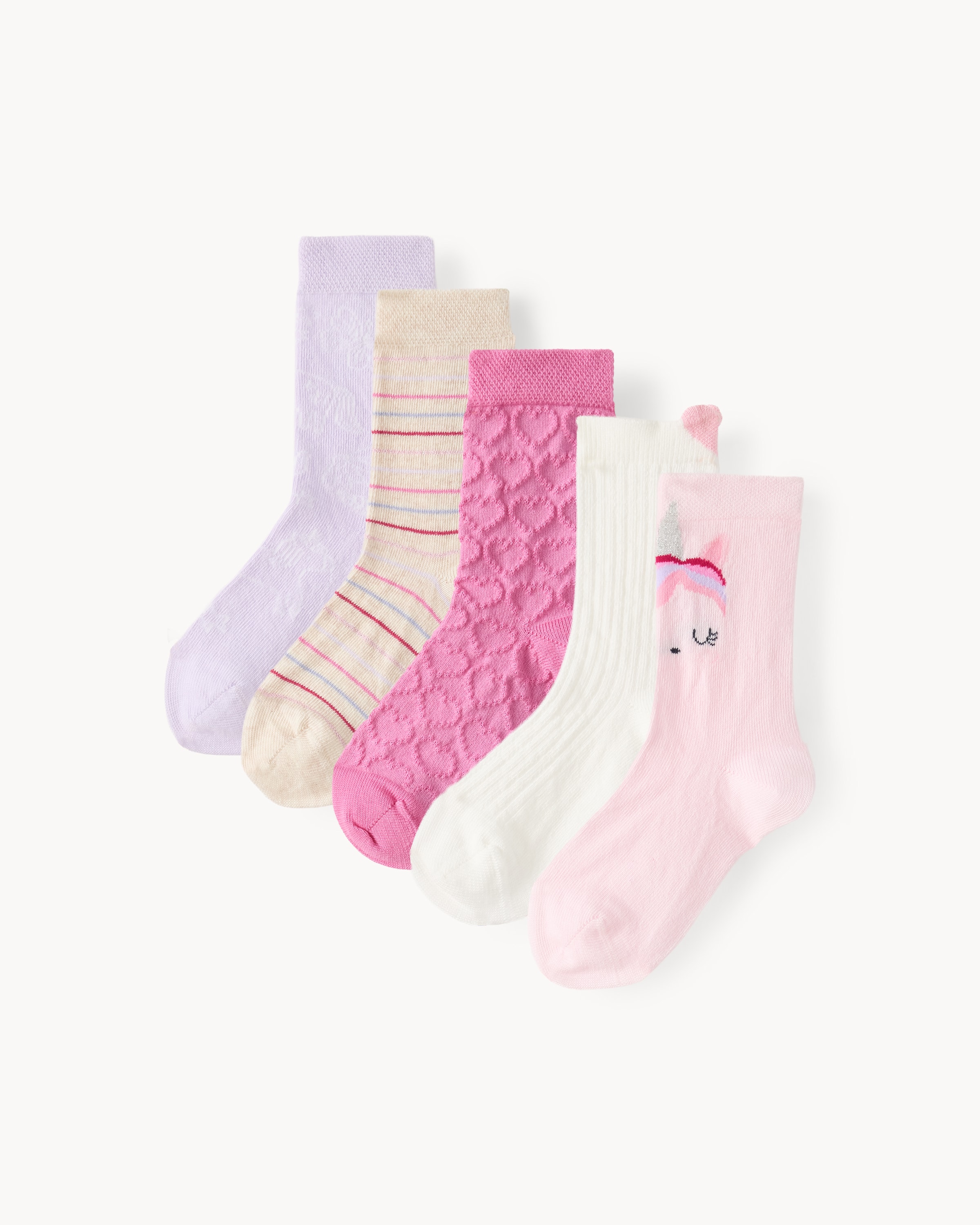 F&F Girls 5-Pack Cotton Rich Unicorn Ankle Socks in Multi, 3-5 EU 19-22