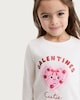 image 2 of F&F Girls Pure Cotton Galentines Cutie Long Sleeved Top in White
