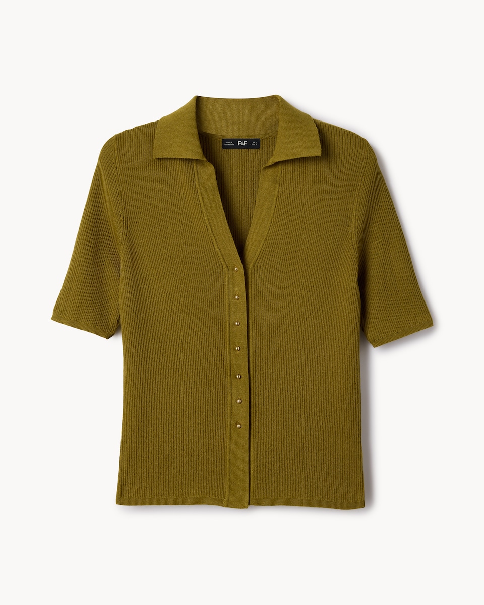 F&F Knitted Short Sleeved Polo Shirt in Olive