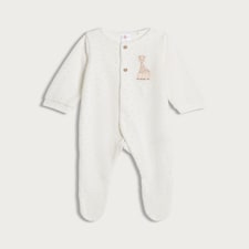 Sophie La Girafe Cotton Rich Ribbed Sleepsuit in Multi White