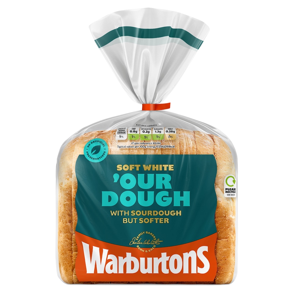 Warburtons Soft White Bread with Sourdough 400g
