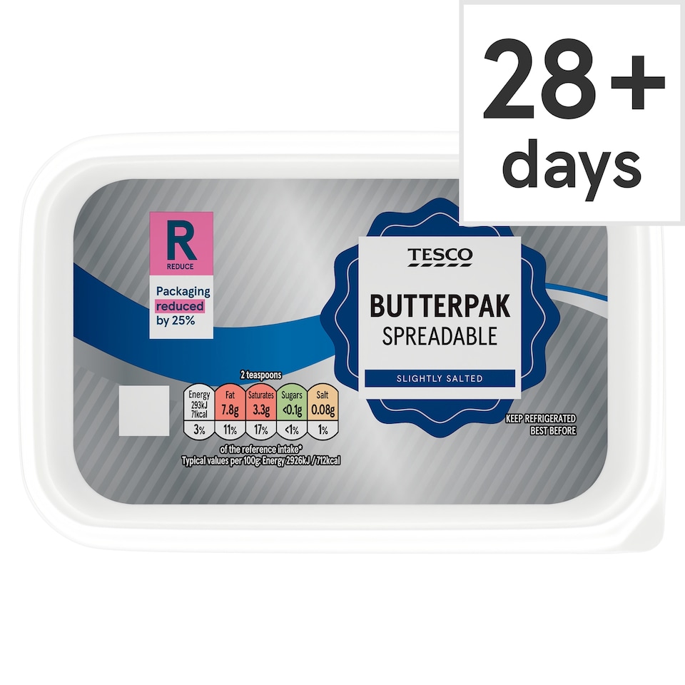 Tesco Butterpak Spreadable - Slightly Salted 500g