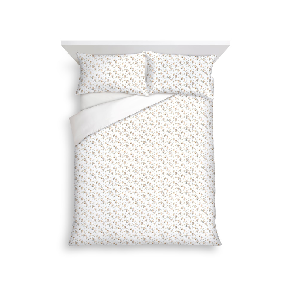 F&F Home Golden Ditsy Floral Crinkle Duvet Cover Set Double