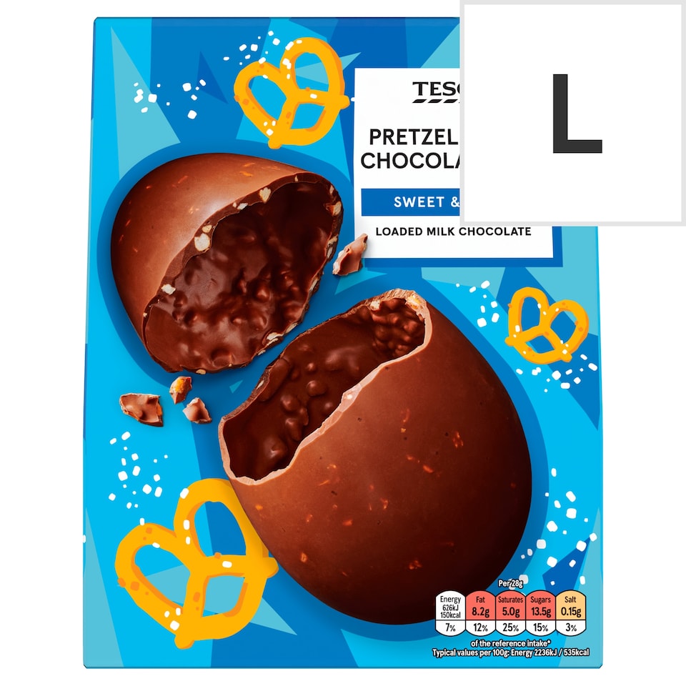 image 1 of Tesco Pretzel & Salt Chocolate Egg 280g