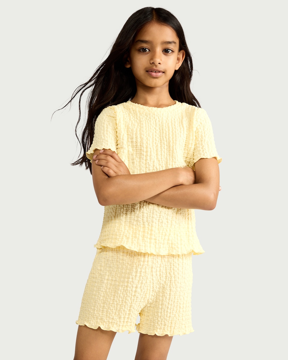 image 1 of F&F Girls 2-Piece Textured Set in Yellow