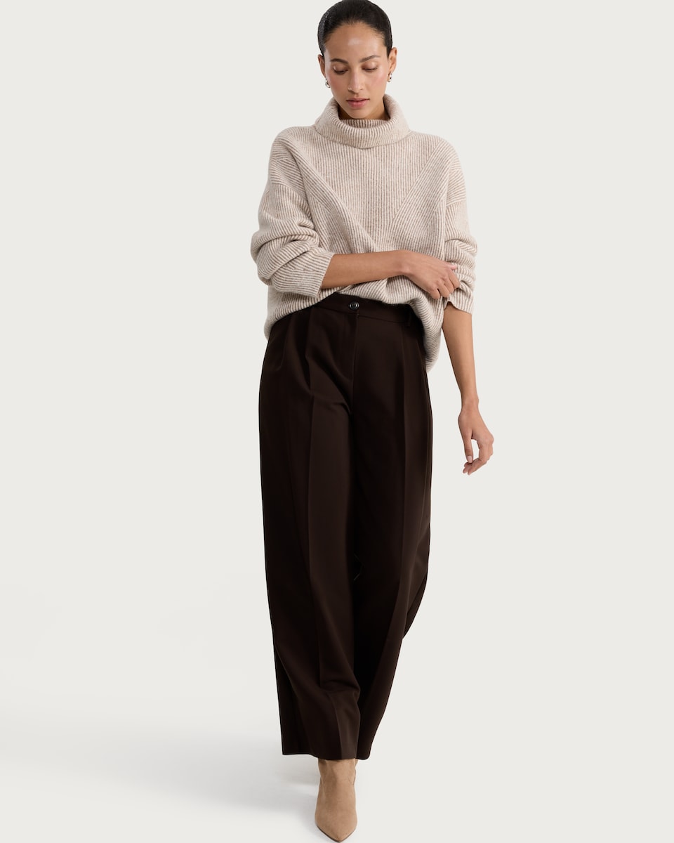 image 1 of F&F Ribbed Knit Roll Neck Jumper with Wool in Mink