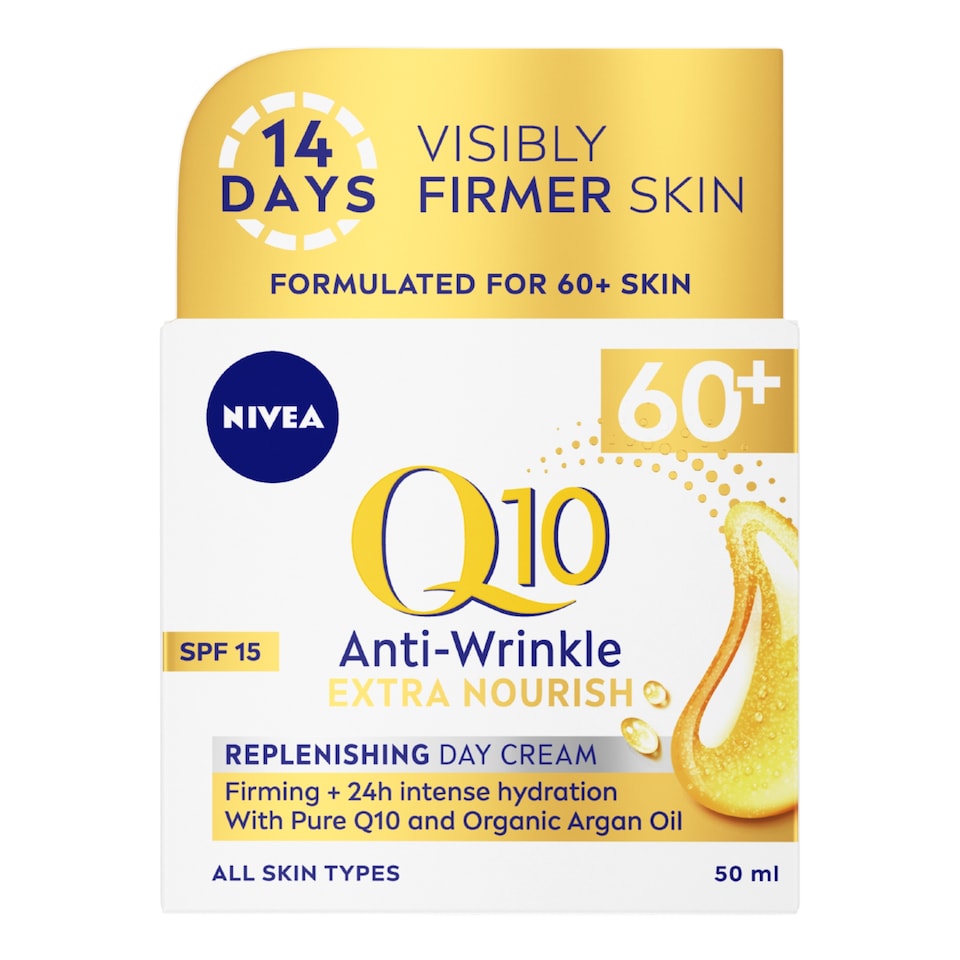image 1 of NIVEA Q10 Anti-Wrinkle Day Cream Moisturiser 60+ Skin 50ml