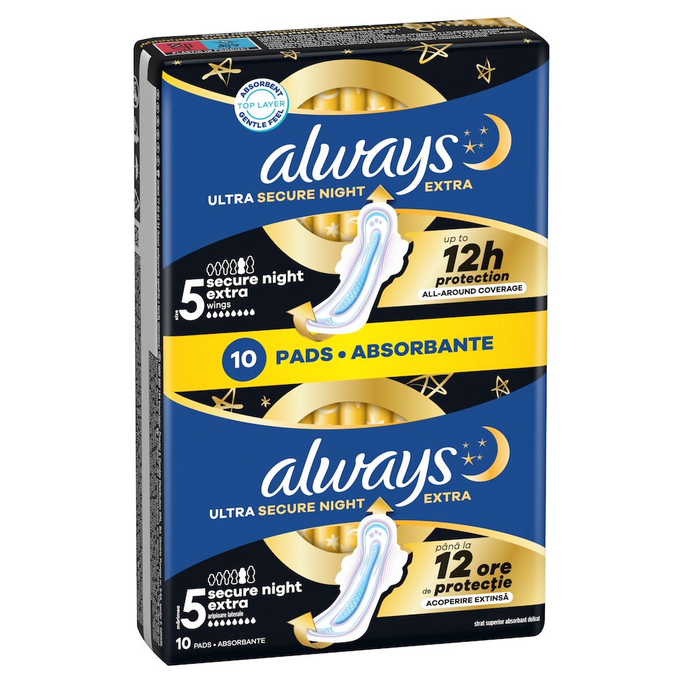 image 1 of Always Ultra Sanitary Towels Secure Night Extra (Size 5) Wings x 10 Pads
