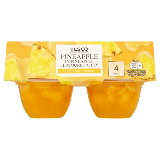 Tesco Pineapple Jelly And Pineapple Pieces 4 X 120G Tesco Groceries