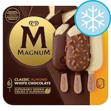 Magnum Classic, Almond & White Chocolate Ice Cream Sticks 6 Multipack (580ml)