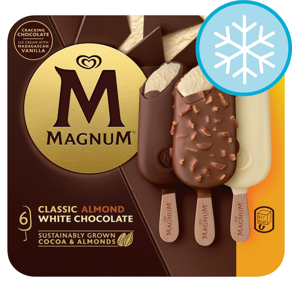 image 1 of Magnum Classic, Almond & White Chocolate Ice Cream Sticks 6 Multipack (580ml)