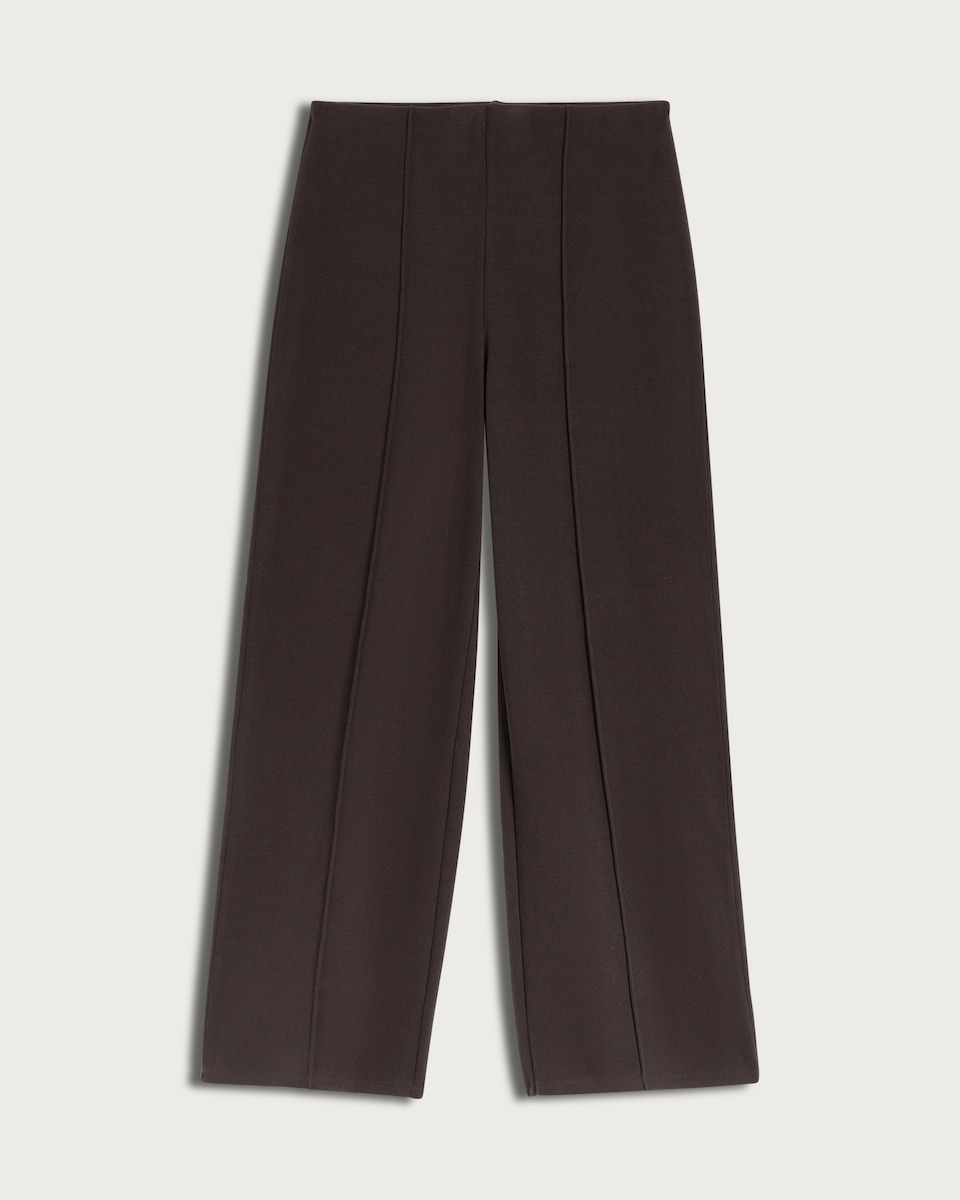 image 1 of F&F Textured Seam Detail Wide Leg Co-ord Trousers in Chocolate