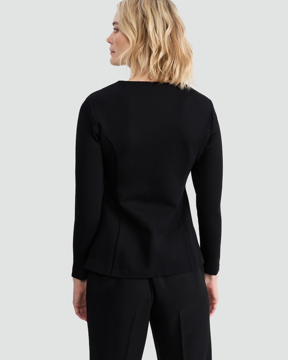 image 1 of F&F Button Front Long Sleeve Blouse in Black