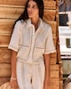 image 5 of The F&F Edit Pure Cotton Lace Insert Wide Leg Trousers in Cream