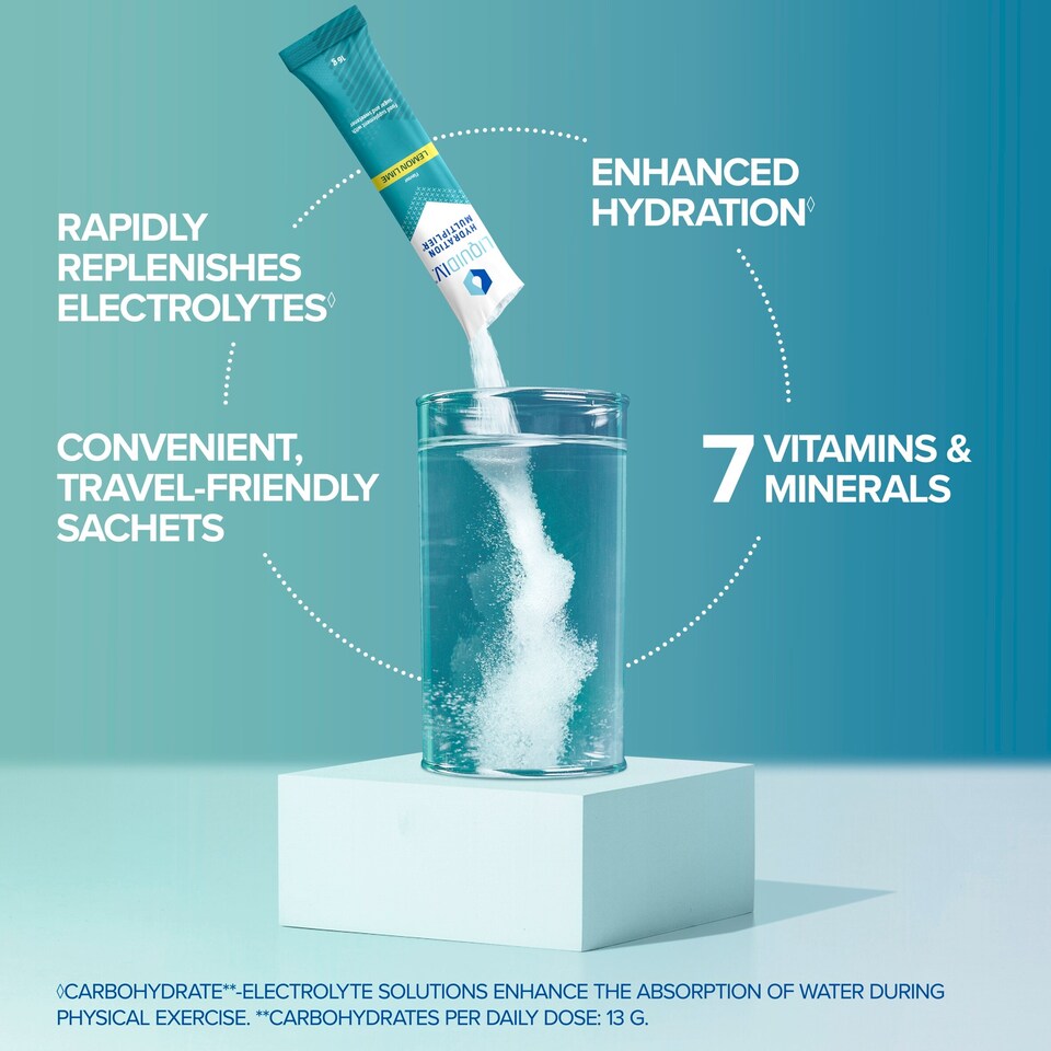 image 1 of Liquid I.V. Hydration Multiplier Electrolyte Powder Mix Lemon Lime 6x16g