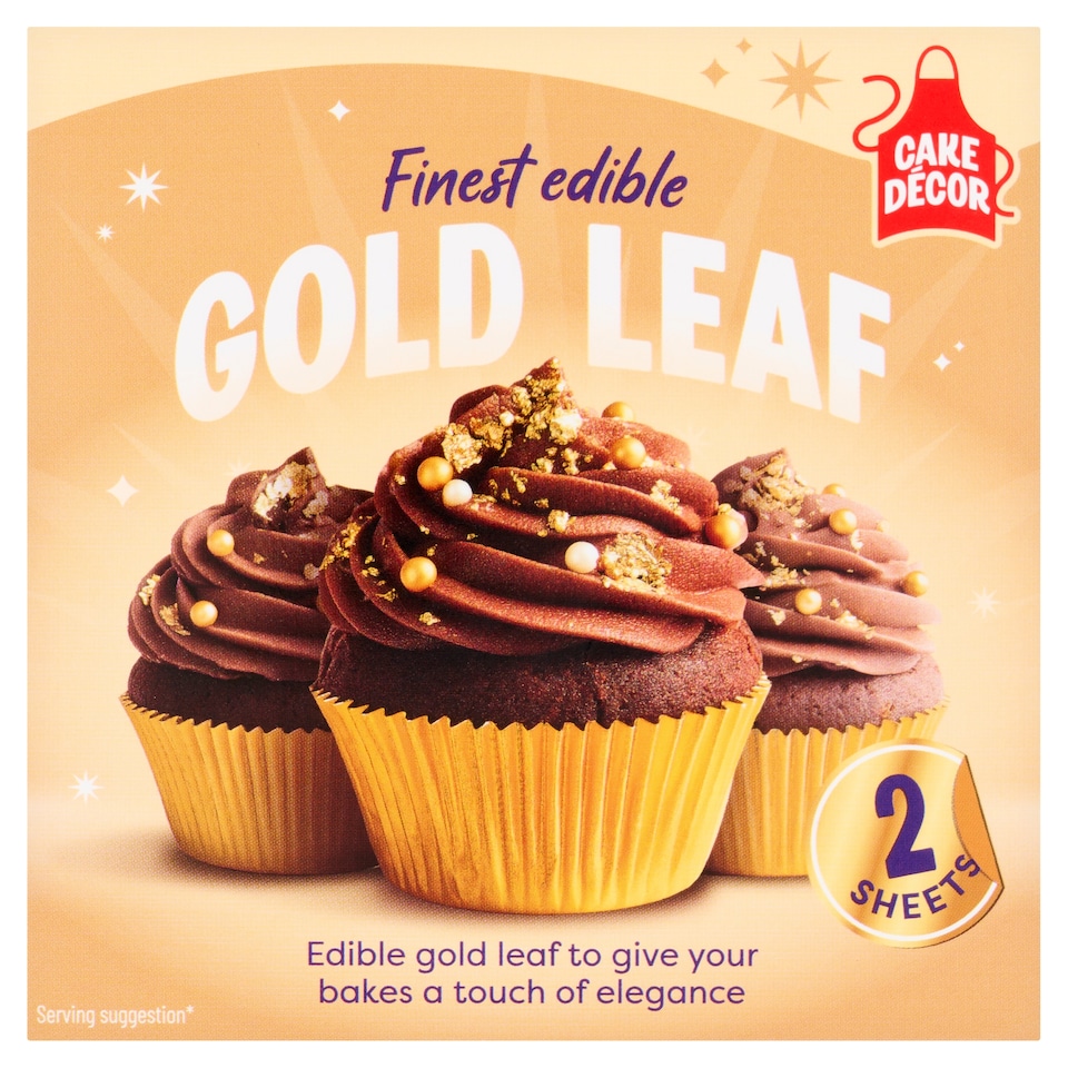 Cake Decor Finest Edible Gold Leaf 2 Sheets 4.3cm x 4.3cm