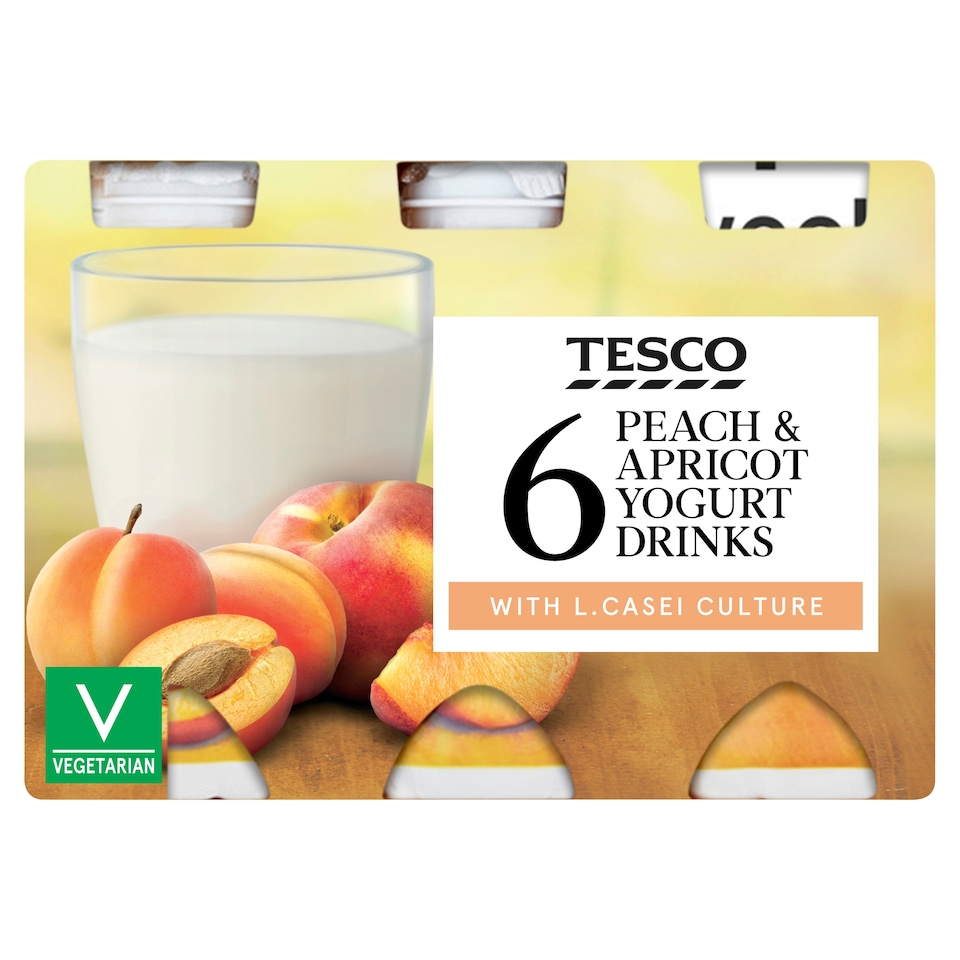 Tesco Peach & Apricot Yogurt Drink 6 X100g