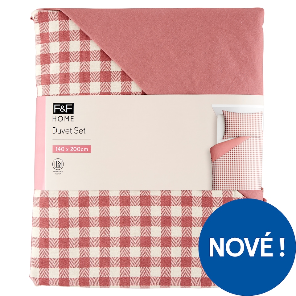 Obrázek 1 pro produkt F&F Home Berry Gingham Washed ložní souprava 140 cm x 200 cm
