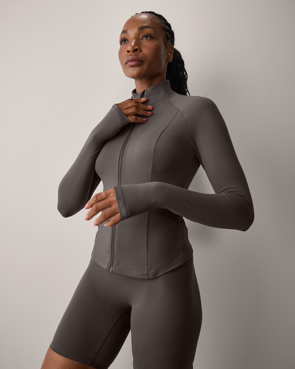 image 1 of F&F Active EVERYHOUR Zip Up Jacket in Chocolate