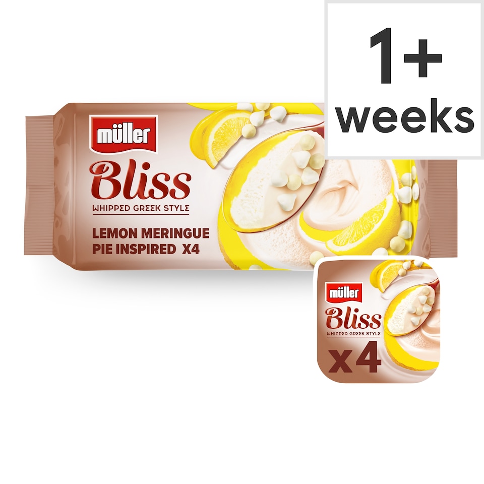 Muller Bliss Whipped Greek Style Yogurt Lemon Meringue Pie 4 x 100g