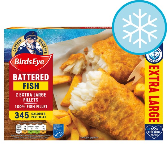 Birds Eye 2 Extra Large Battered Fish Fillets 320G Tesco Groceries