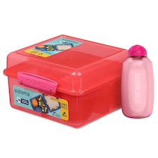 Sistema Pink Lunch Box Cube Max 2L with Itsy Bonus Water Bottle 380ml