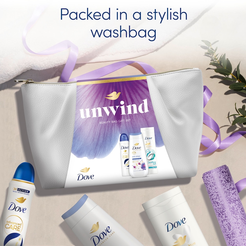 image 1 of Dove Unwind Beauty Bag Collection Gift Set Advanced Care