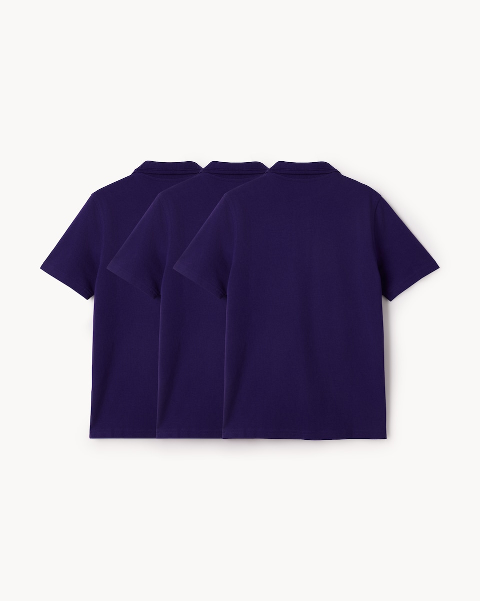image 1 of F&F School Boys 3-Pack Pure Cotton Regular Fit Polo Shirts in Purple