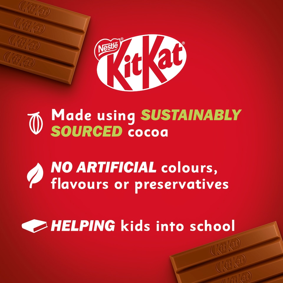 image 1 of Kit Kat 4 Finger Milk Chocolate Bar Multipack 41.5g 4 Pack