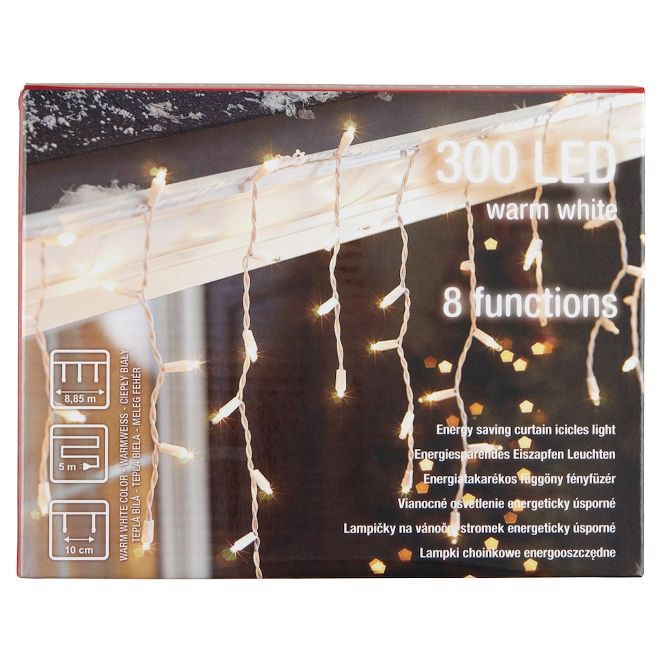 Snow Meister SM2006 300 LED Warm White Energy Saving Curtain Icicles Light
