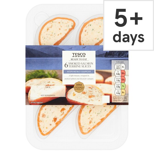 Tesco 6 Smoked Salmon Terrine Slices 114G Tesco Groceries