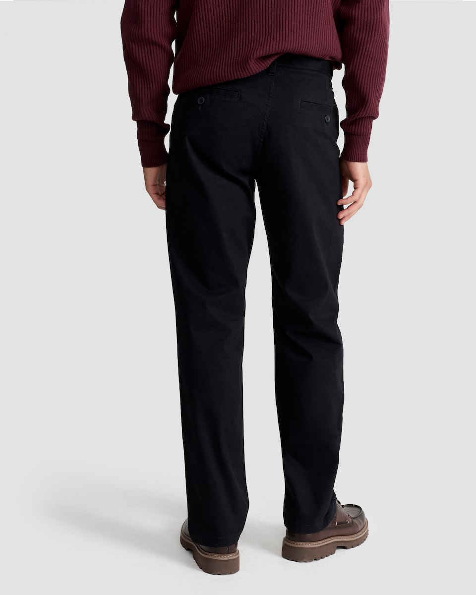 image 1 of F&F Cotton Rich Straight Leg Chino Trousers in Black