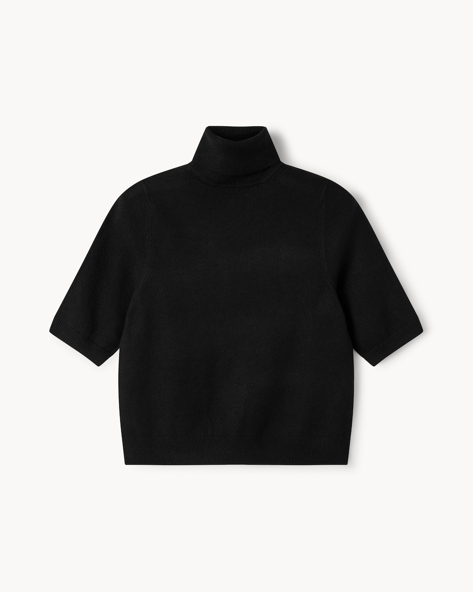 image 1 of F&F Roll Neck Short Sleeved Jumper in Black