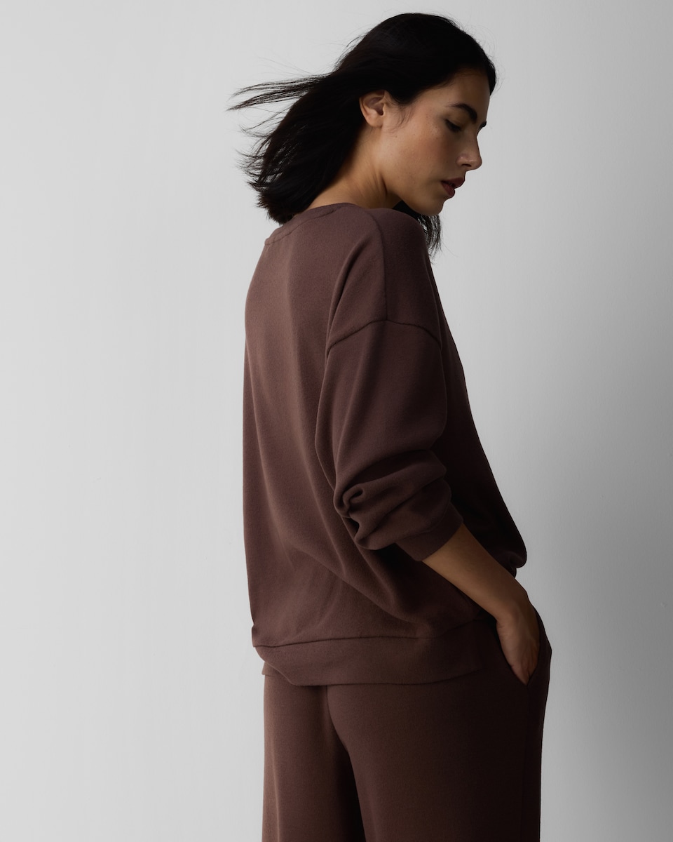 image 1 of F&F Embroidered Sweatshirt Pyjama Set in Chocolate