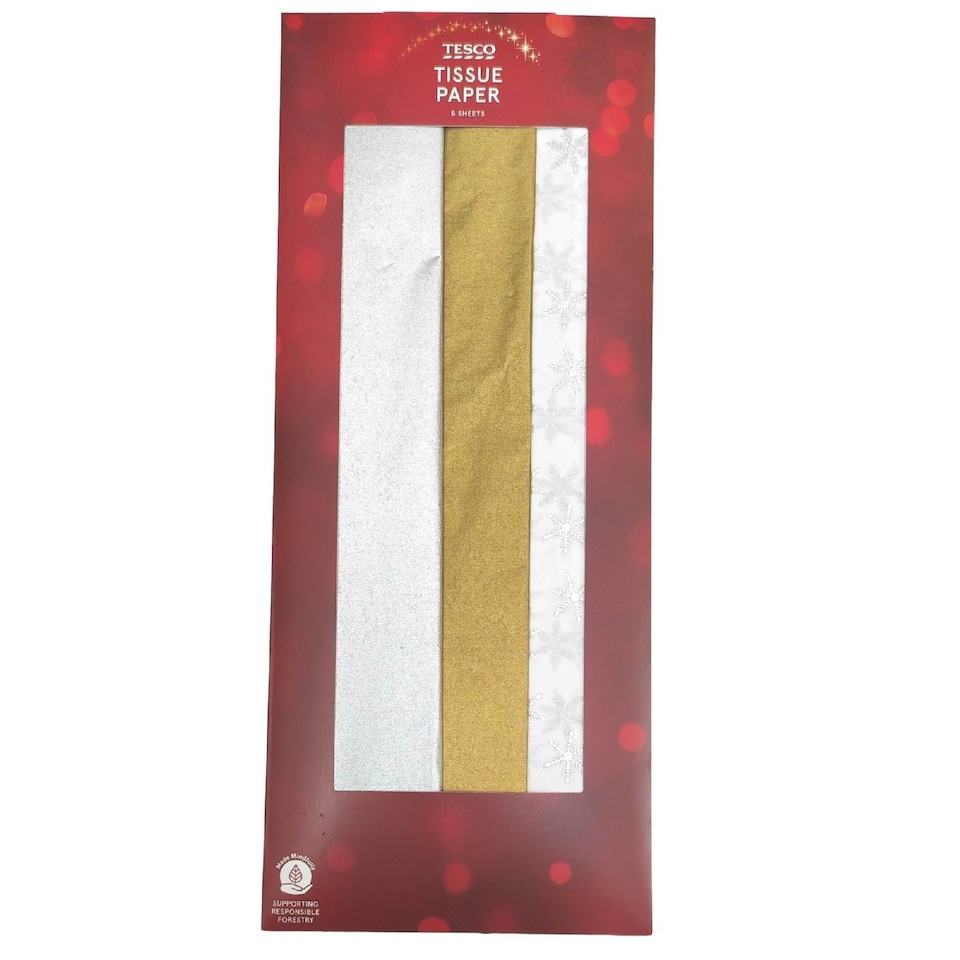 Tesco Traditional Christmas Tissue Paper 6 Sheets