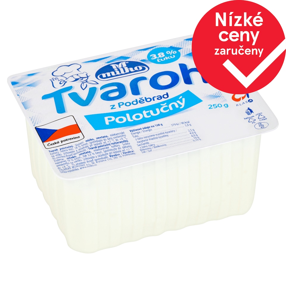 Milko Tvaroh z Poděbrad polotučný 250g