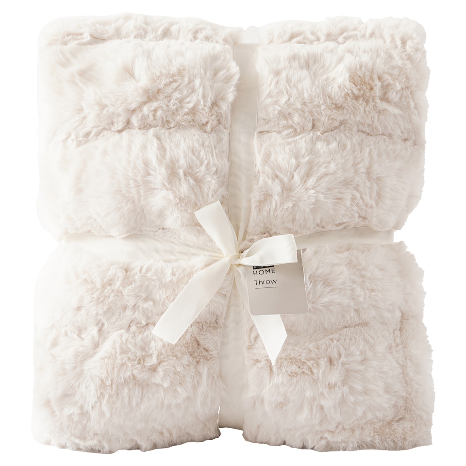 F&F Home Cream Carved Faux Fur Throw 130 cm x 170 cm