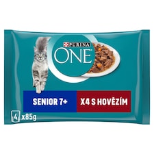 Purina ONE Senior Cat Pouches Beef 4 x 85g